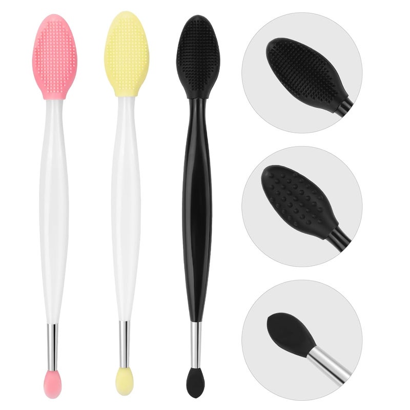 Unaone Lip Scrub Brush - 3 PCS Dual-ended Lip Scrubber Exfoliator and Silicone Lip Brush, 2-in-1 Silicone Lip Scrub Tool Lip Mask Applicator, Gentle Exfoliator & Applicator for Soft - Image 1